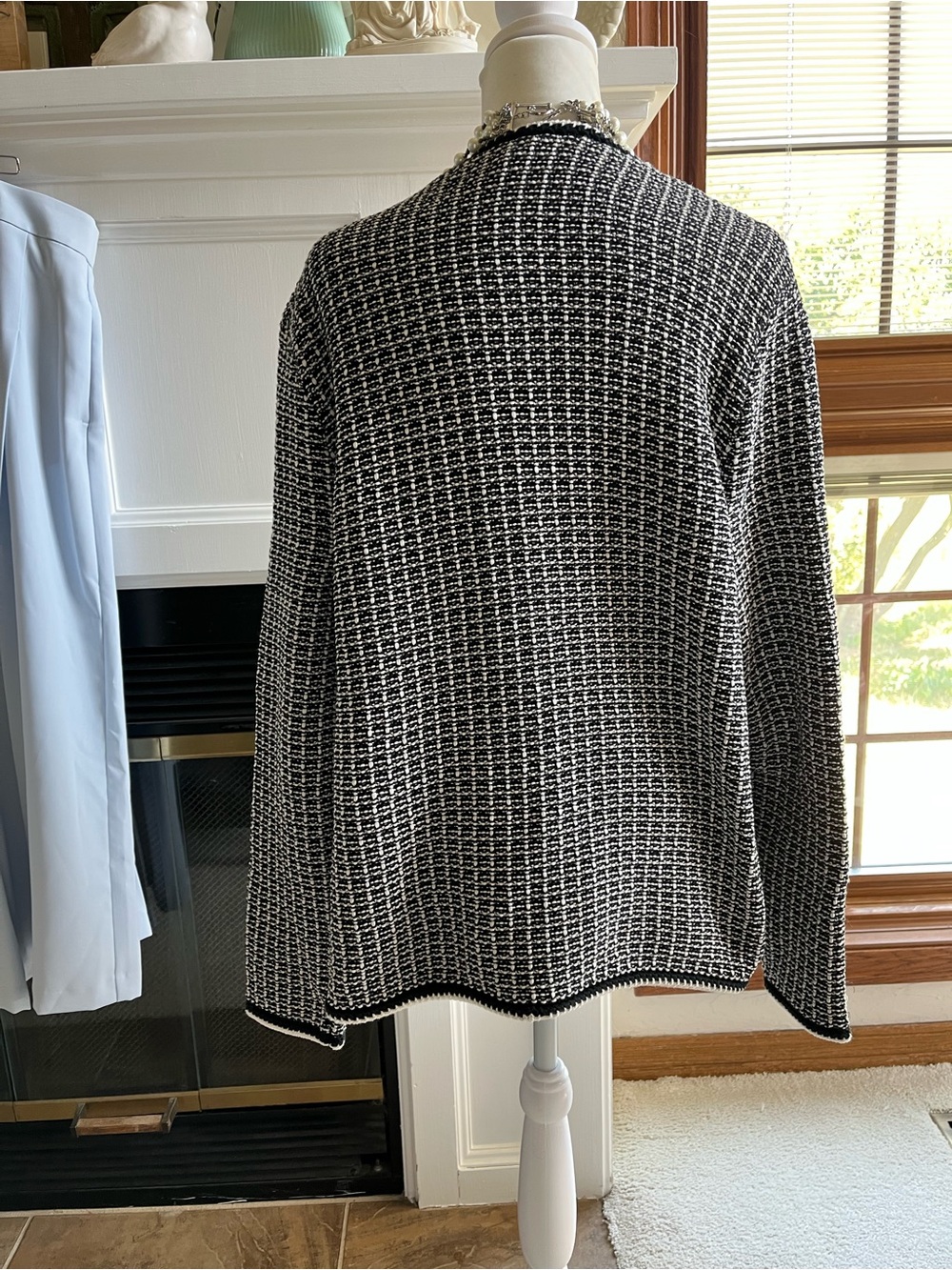Talbots Black & White Tweed Open-Front Women's Jacket SIZE XL - Picture 5 of 12